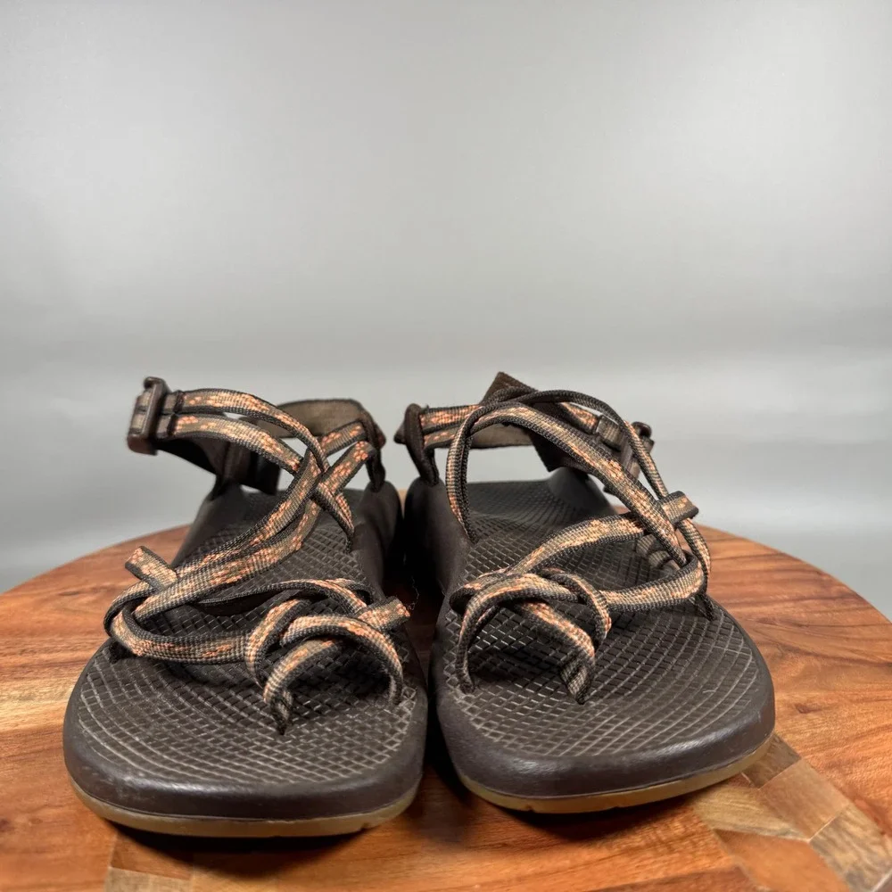 Chaco Z Cloud 2 Women 7 Brown Orange Strappy Toe Loop Hiking Sandals Vibram Sole